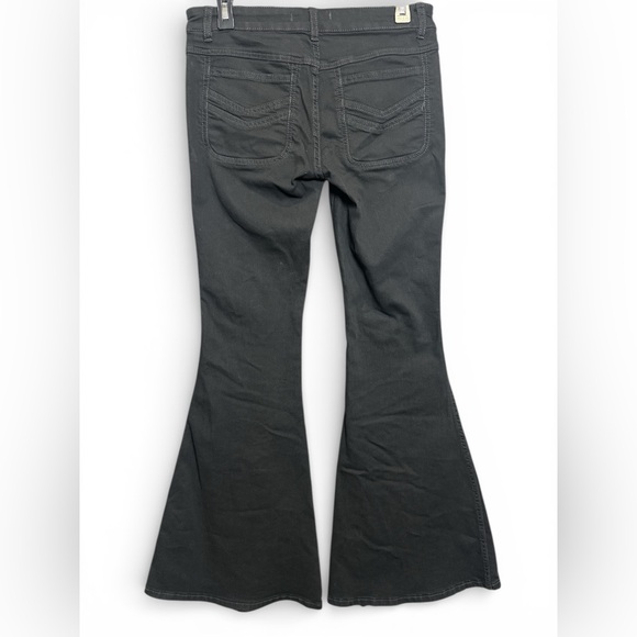 Free People Black Flare Jeans 27 High Rise Bell Bottom Stretch Denim - Picture 3 of 10